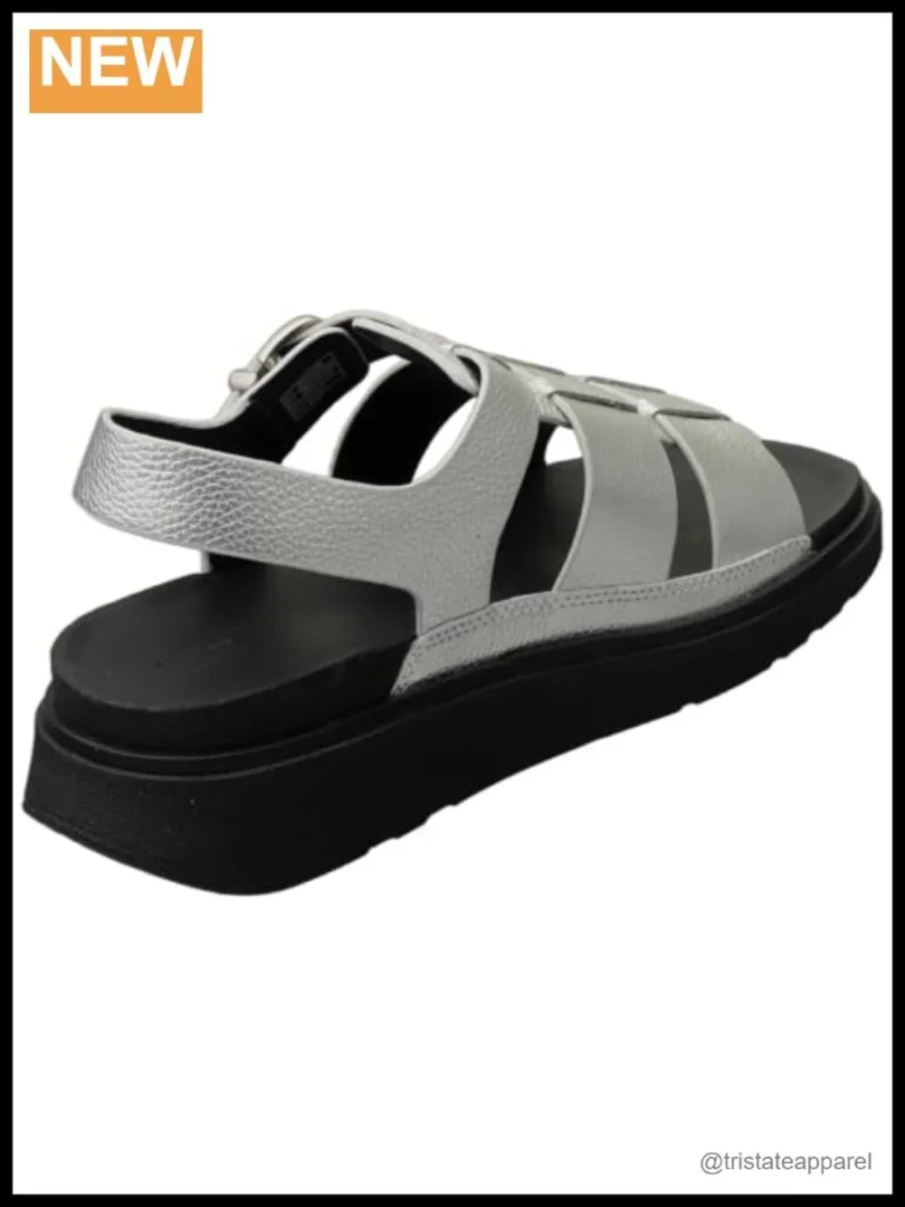 Metallic Tumbled-Leather Fisherman Sandals Platform Buckle Slingback